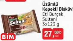 ETİ BURÇAK SULTANİ ÜZÜMLÜ KEPEKLİ BİSKÜVİ